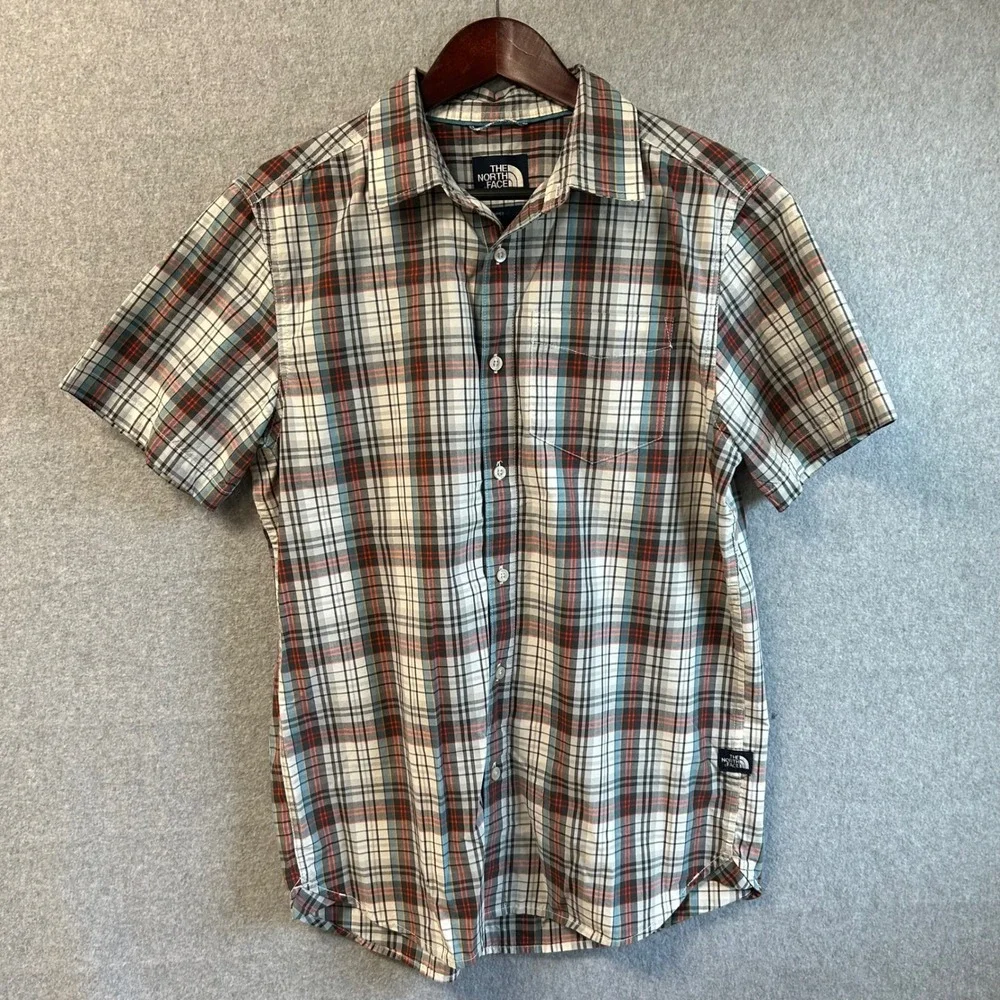 The North Face Mens Medium Hammets Shirt Plaid Button Front Short Sleeve Gorp